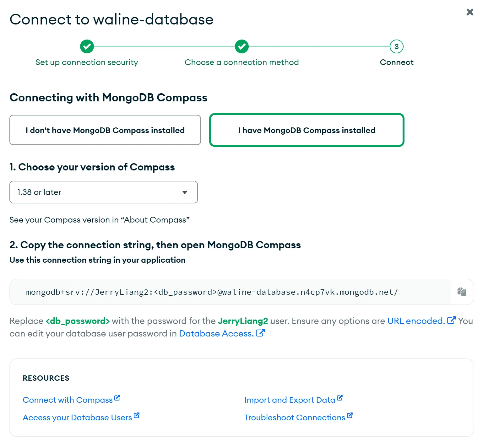 not choose mongodb compass new version